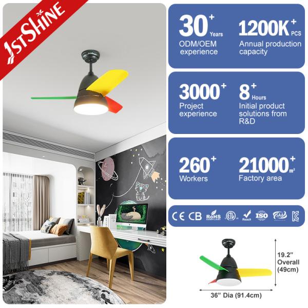 Bedroom Brushless Dimmable LED Ceiling Fan With Remote RoHS Certification