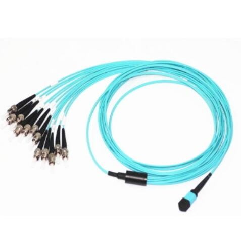 High Density MPO Trunk Cable , MPO To ST Optical Fiber Patch Cord OM3