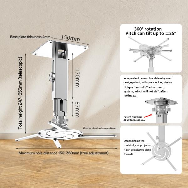 Lift Projector Ceiling Mount 15KG - 20KG Loading Weight Universal Projector Brackets