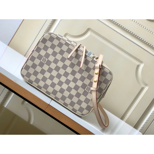 Белый холст LV Damier Azur пинка клеймил сумку ведра NéONoé MM сумки посыльного