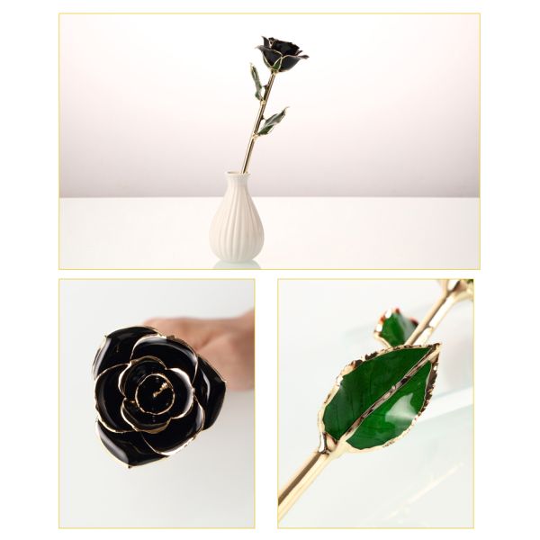 Golden Rose Beautiful Gold Black Rose Flowers Wedding Decoration Black Rose for Selling Gifts