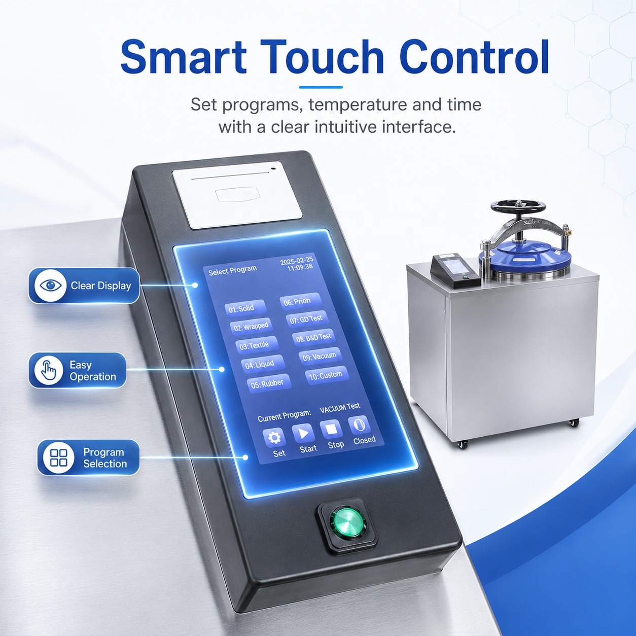Cenlee Quality Control Lab Use 35/50/75/100L Stainless Steel High Temperature Triple-pulse Vacuum Vertical Steam Sterilizer