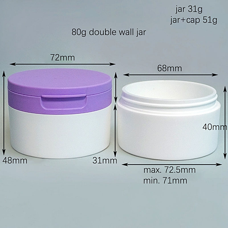 Clear Plastic Cosmetic Jars with Injection Colour Treatment and 83mm Neck Size Featuring Flip Top Cap