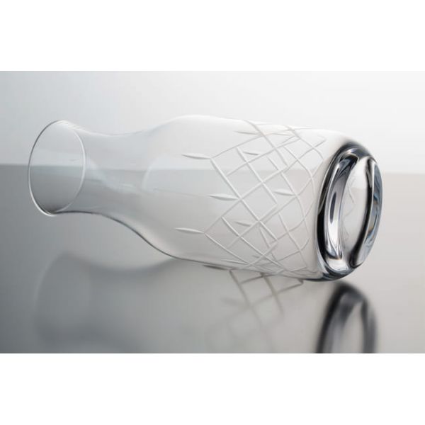 Hand Blown 30 Ounce Glass Water Pitcher Lead Free Engraved Bedside Carafe With Cup