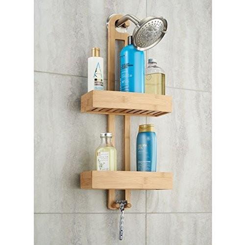 Bathroom Bamboo Shower Caddy Over The Shower Head For Shampoo / Conditioner