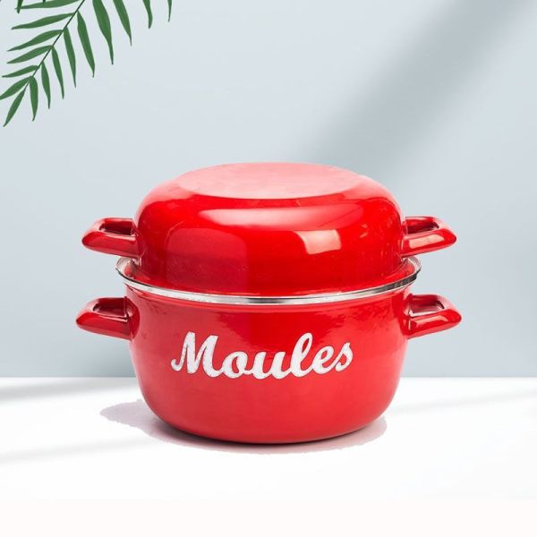 Non Stick Carbon Steel Enamel Mussel Set Casserole Pot Multi Function Customized Logo