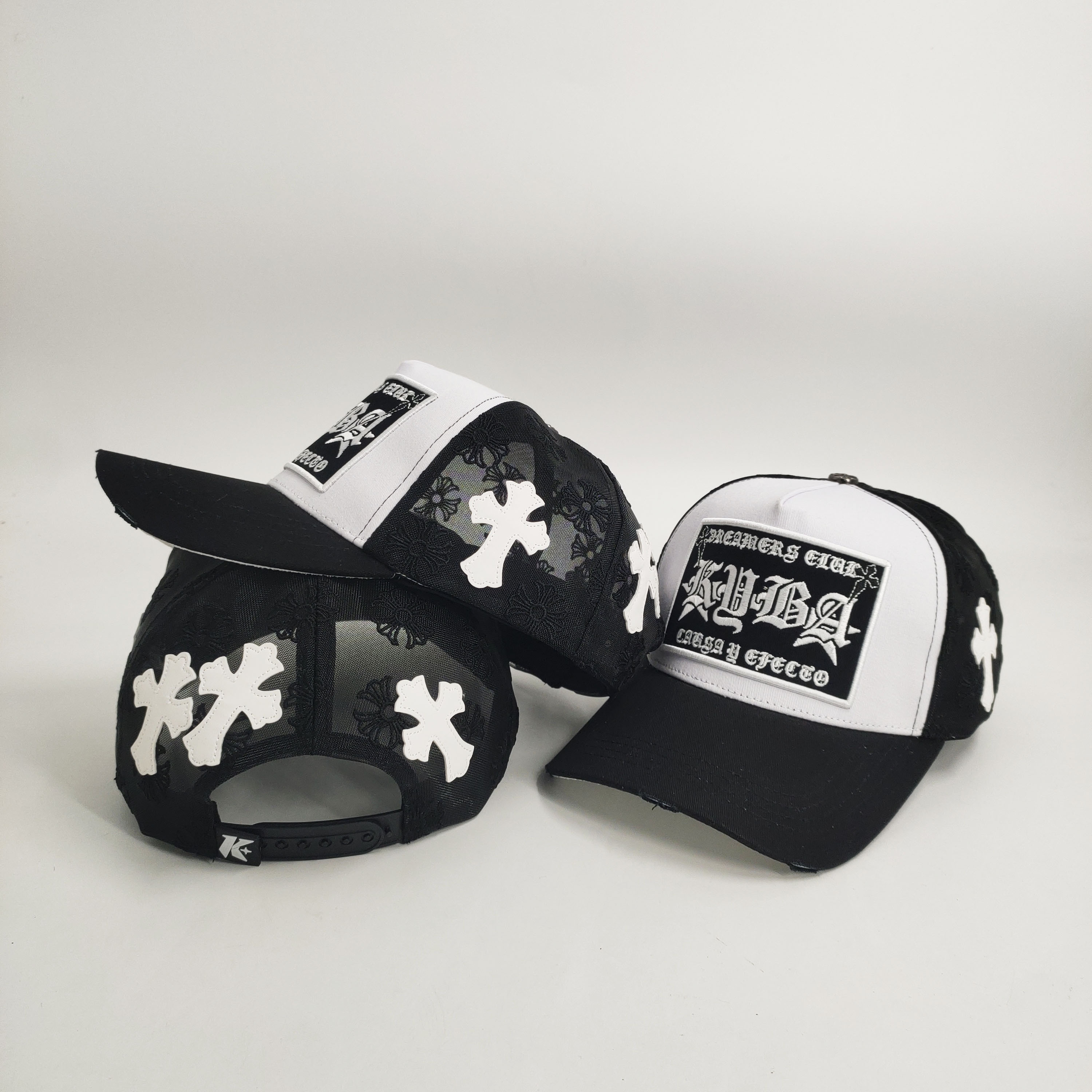 Embroidered Patch Flowers Custom Embroidery Trucker Hats Mesh Cotton PU Leather Stitching All Around Patch