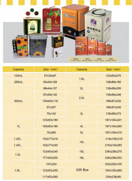 DADI OEM/ODM Olive Food Oil Can 5 Liters Food Oil Can With Plastic Handle Lid