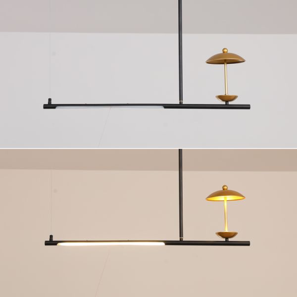 Black Simple LED Chandelier Modern Kitchen island Long Hanging Light(WH-MI-276)