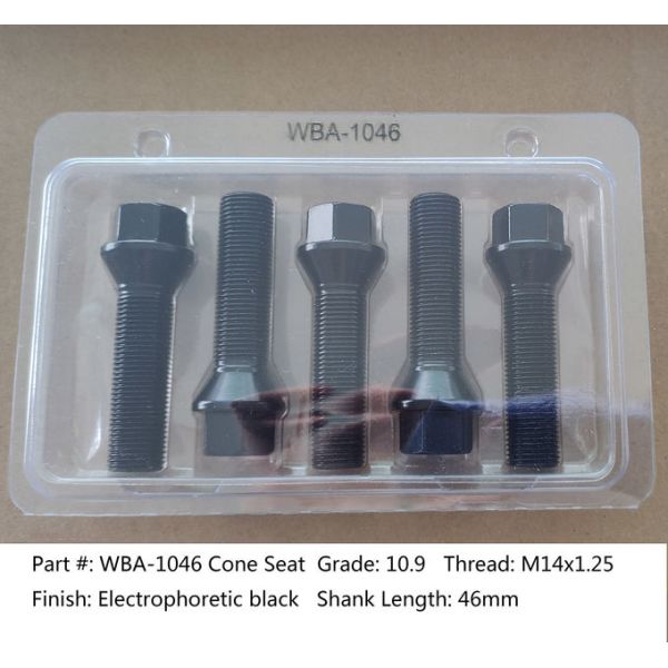 Black Grade 10.9 M14x1.25 Extended Lug Bolts Shank 46mm For BMW F Chassis G Chassis & Mini