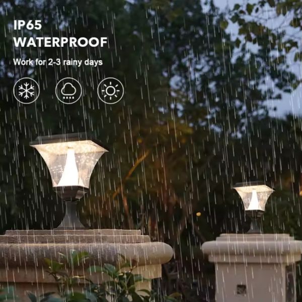 LED Solar Pillar Light With Smart Light Sensor Weather-Resistant Design for Villa Courtyard Driveway Pillars