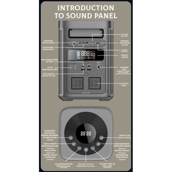 300-watt Portable Karaoke Machine Power Bank Outdoor Emergency Power Supply