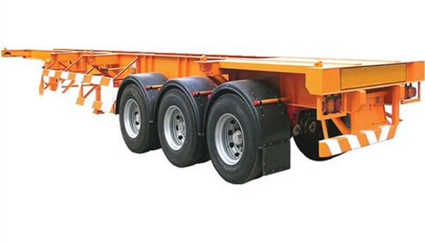 1100R20 Tire 60 Ton Capacity Flat Bed Semi Trailer With 12 Twist Container Locks