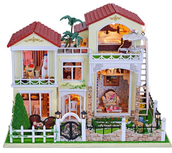 Dollhouse, DIY Lights plush House, Wooden Model, Lafite Luxury villas, Seaview, building
