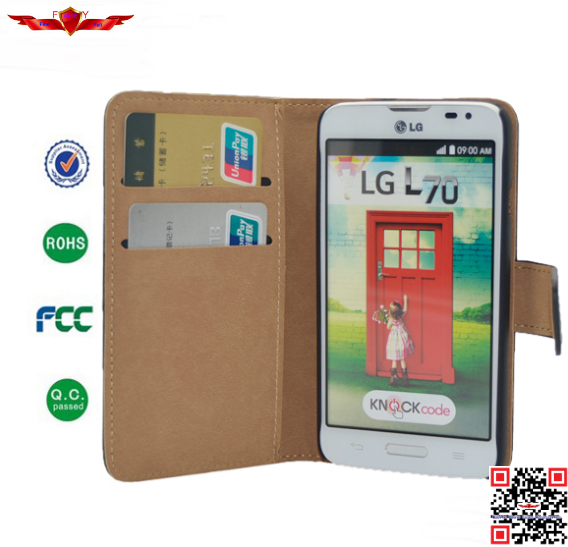 100% Qualify Brand New PU Book Flip Leather Wallet Case Cover For LG L70