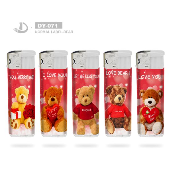 Promotional Price DY-071 Black Windcap Black Press Button Electric Gas Lighters with Lovely Labels
