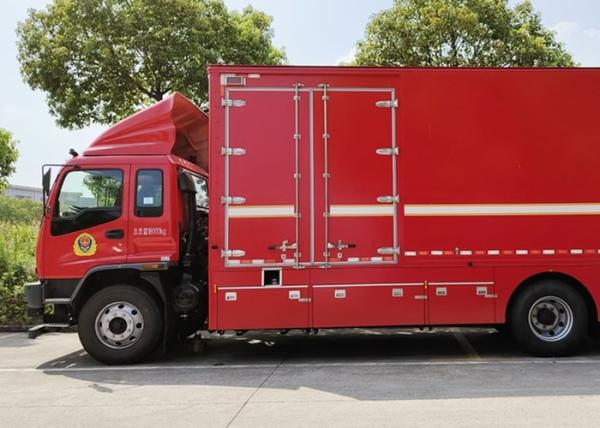 Carro de bombeiros do equipamento do sistema de iluminação do elevador com o gerador elétrico do sistema da tração