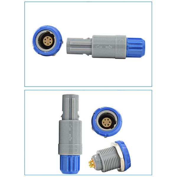 Monitor Blood Oxygen 6-Pin Double-Slot 40-Degree Circular Medical Waterproof Connector Plug Socket Gray/Blue 3-Year Shelf Life