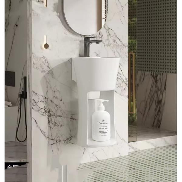 Lavabo en céramique suspendu au mur pour salle de bain, avec semi-colonne, pour le lavage des mains
