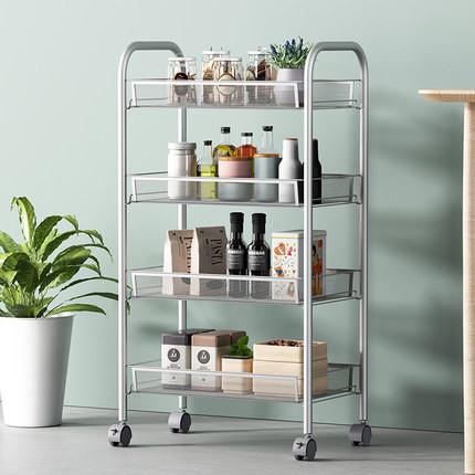 Silver Kitchen Basket Rolling Cart Wire Storage Shelves With Wheels 11 Deep