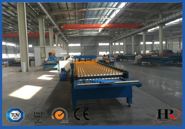 Steel Ribbed Roofing Roll Forming Machine , Glazed Tile Roll Forming Machine