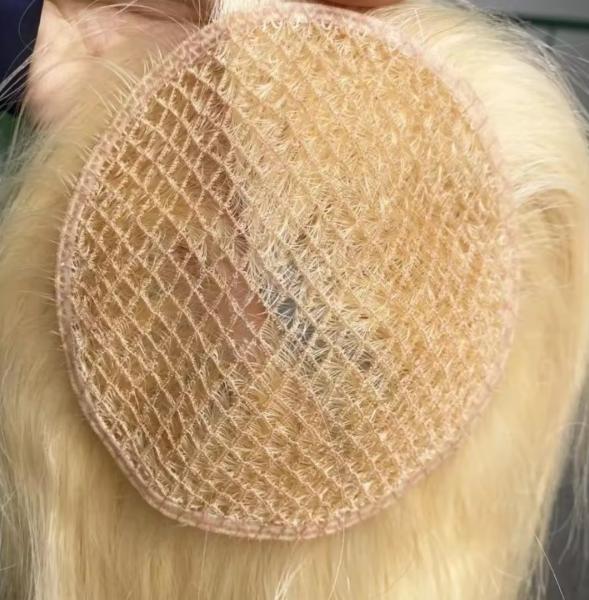 High Quality Natural Long Brown Integration Fishnet Base Virgin Multi Parting Hand Tied Human Hair Topper For Woman