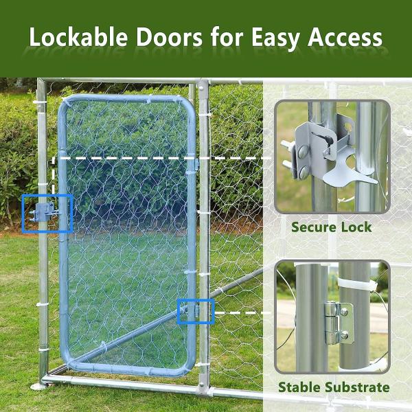 Outdoor Dog Kennels for Large Dogs with Roof, Heavy Duty Metal Dog Enclosures for Outside, Large House Cage Dog Pen