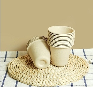 Water-Based Barrier Coating Paper Cups in White Bamboo Fiber for Customized and Needs