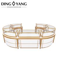 Factory Seller Golden Oval Jewelry Case Display, High End Large Center Island Showcases With Ultra Clear Tempered Glass (em inglês)