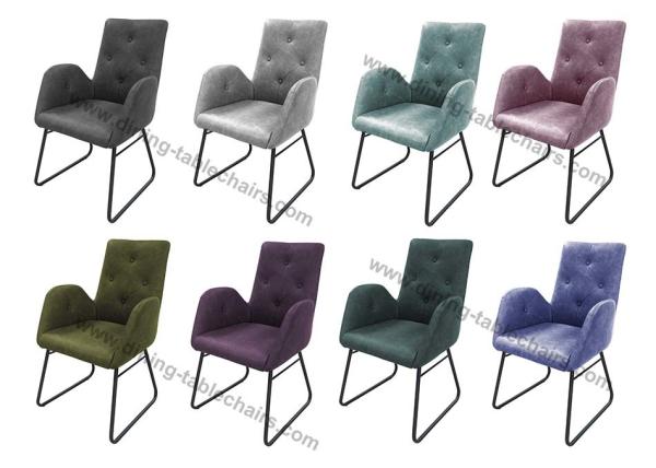 Textured PU Dining Chair High Density Sponge Washable Grey Fabric Shell
