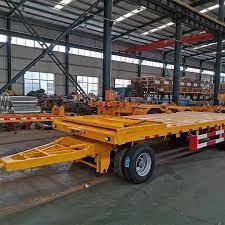 2-Axles Flat Platform Flatbed Drawbar Full Trailer With Ladder