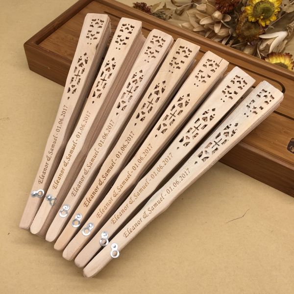 Personalised Nature Wooden Folding Hand Fan for Wedding Souvenir Gift