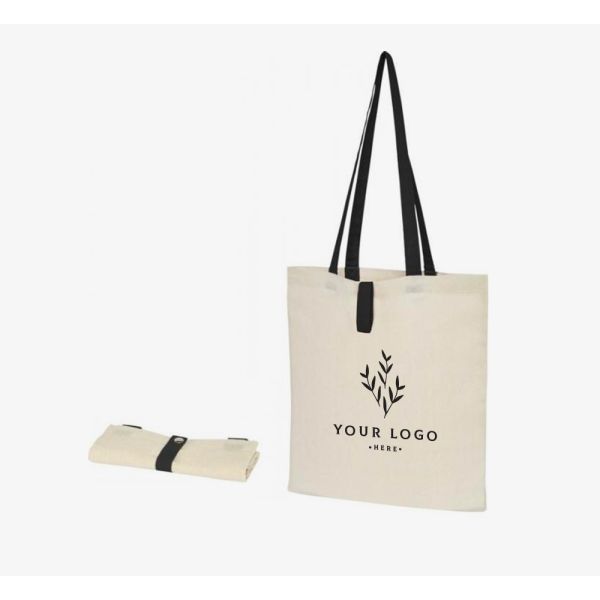 8OZ 10OZ Canvas Cotton Collapsible Grocery Bags Foldaway Shopping Bag Custom Printing