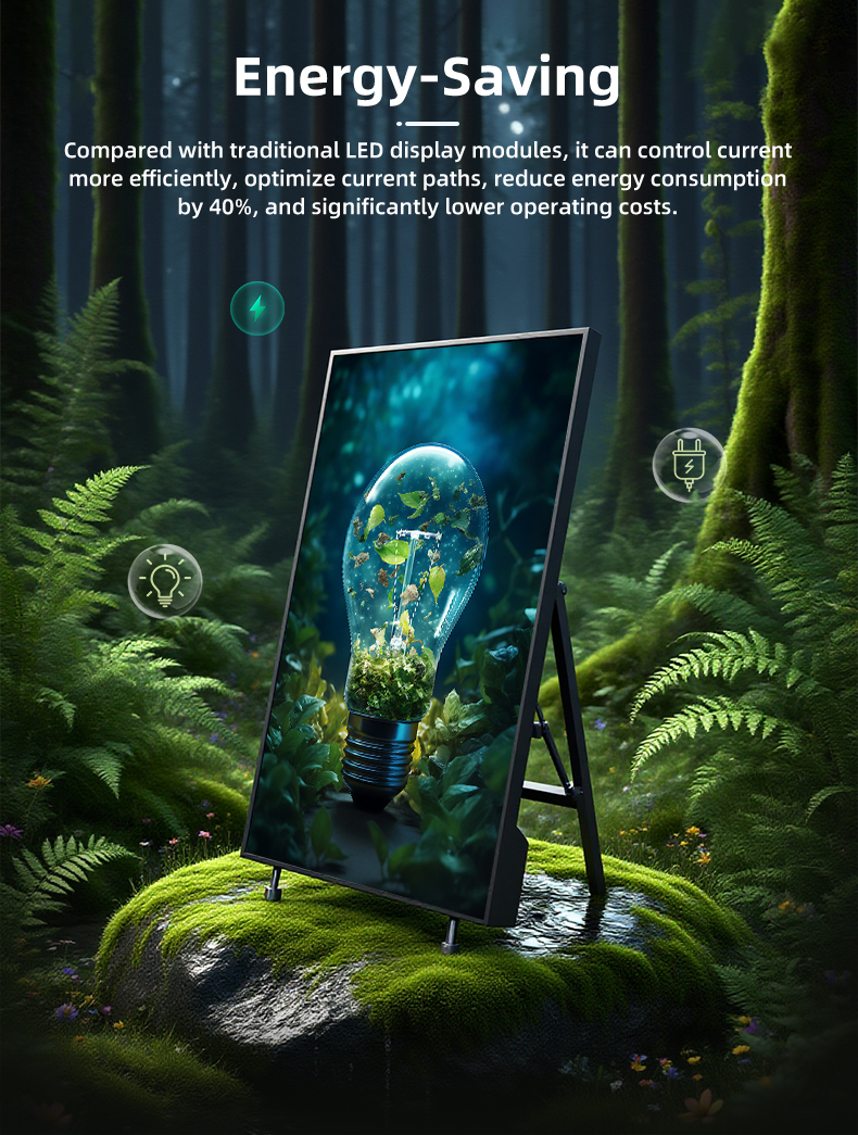 Folding Digital Poster LED Display with 4 Wheels IP65 Rated for Shop Advertising and Agency Use