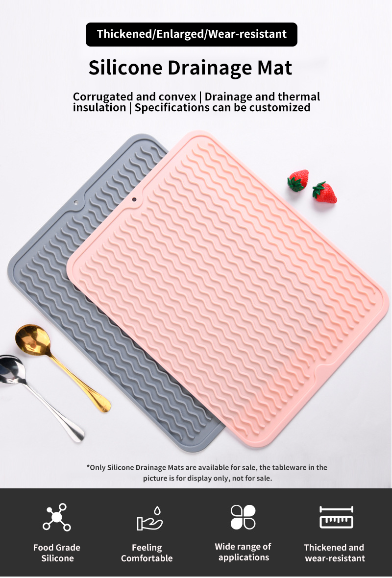 Custom Eco-friendly Silicone Dish Drying Mat Heat Resistant Trivet for Kitchen Counter