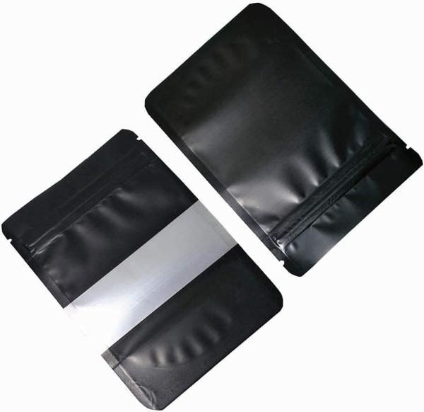 Hot Selling  Matte Black Resealable Stand Up Bags With Window Heat Seal Bulk Food Storage Packaging Foil Pouches
