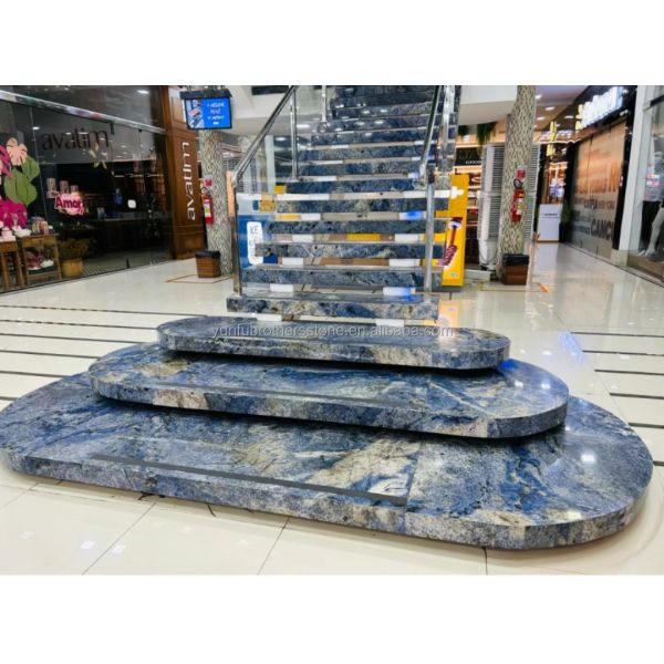 Modern Luxury Brazil Hotel Kitchen Countertop Dark Blue Sapphire Marble Stone Big Slab
