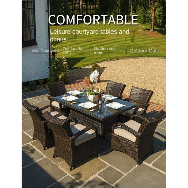 Minimalist New Nordic Courtyard Handmade PE Rattan Table and Chairs Sets
