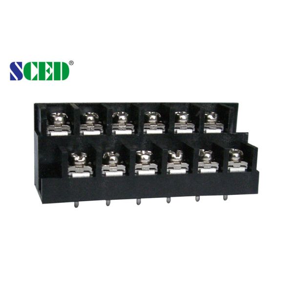 Double Levels Barrier Terminal Block 8.70mm Black Screw Mount Connector