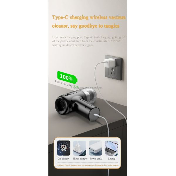 Portable Handheld Car Vacuum Cleaner Mini Strong Suction Cordless Vacuum Cleaner