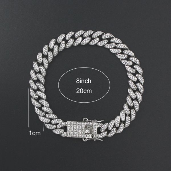 Fashion Women Bracelets Set Rhinestone Heart Cuban Link Chain Hiphop Bracelet for Men and Women Girls Jewelry Gifts