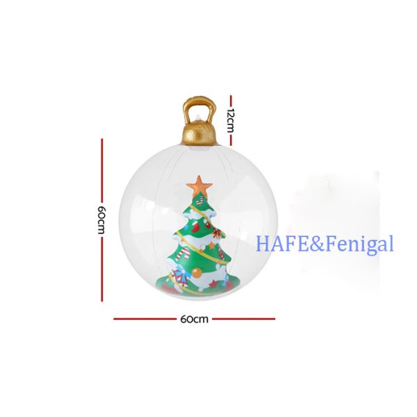 Рождественский надувный шар Декорация рождественской елки Гигантский прозрачный шар 60 см