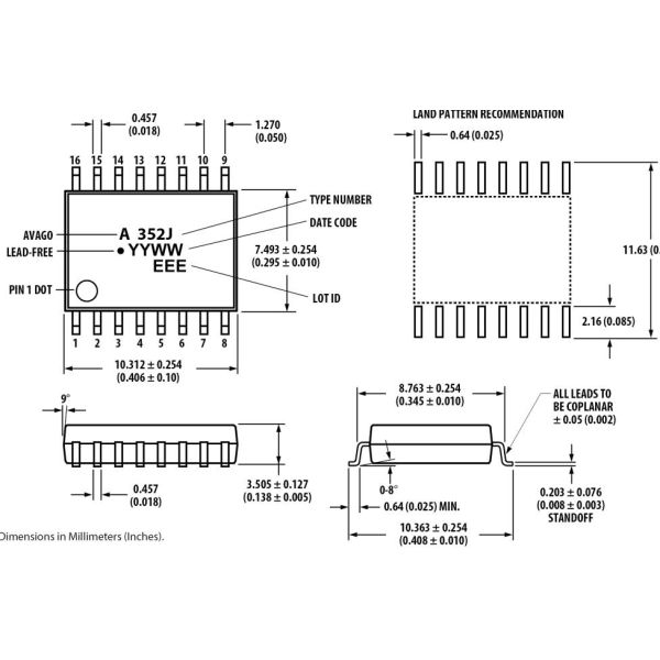Compact SO-16 Package Broadcom ACPL-355JC-000E 10A Gate Drive Optocoupler for Motor Control and Inverter Applications