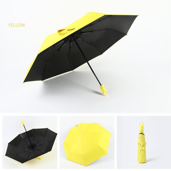 Wholesale Full automatic Lock Handle Triple folding Multi Colors Umbrella Dropship Accept