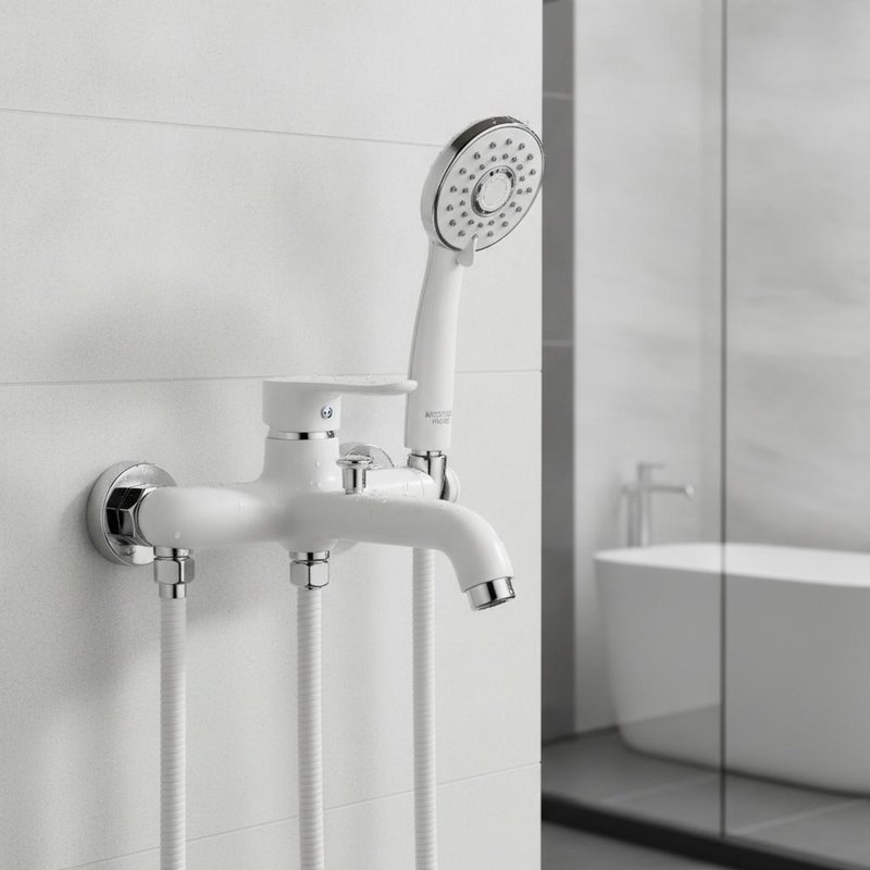 Hand Shower Faucets Brass Body White Finish Suitable For Bathroom Renovations Commercial Projects And Residential Homes