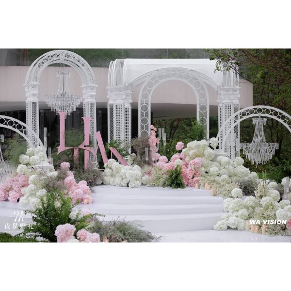 Floral Ceremony Arch Stainless Steel Wedding For Vineyard Resort Weddings