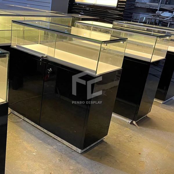 Blue Mdf Glass Smoke Display Showcase Shop Interior Design