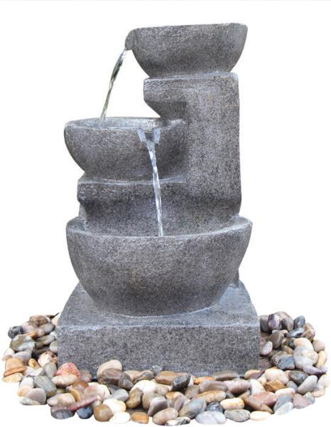 Hand Cast Indoor / Outdoor Tiered Water Fountains In Faux Stone Bowl