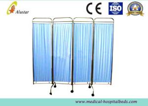 Mobile Stainless Steel Medical Privacy Screen, Folding Hospital Bedside Ward
