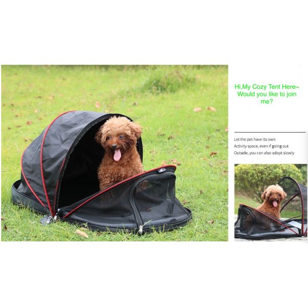 Вагонетка собаки вагонетки несущей собаки голубого холста ковбоя уютная на колесах 53x39x82cm